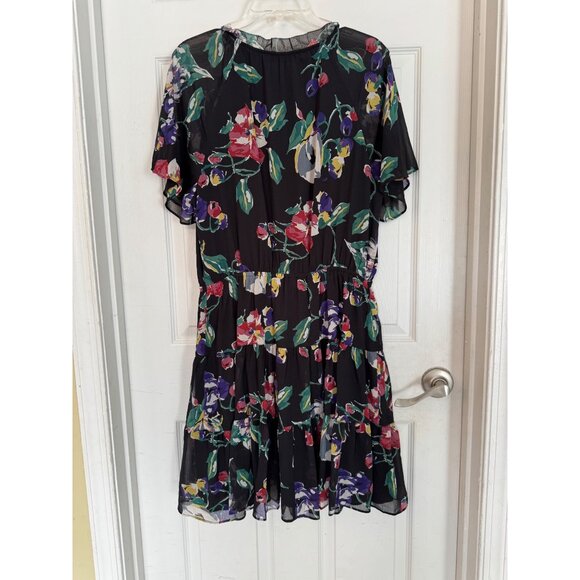 Lauren Ralph Lauren black Short Sleeve Floral Mini Dress Size 12 - Picture 5 of 9
